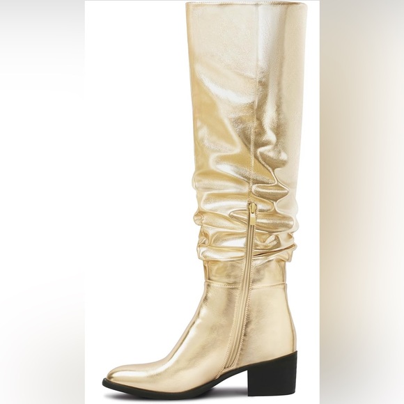 Shoe'N Tale Over The Knee Thigh High Gold Boots - Picture 4 of 8
